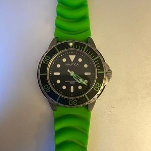 Nautica men’s diver watch, green, EUC